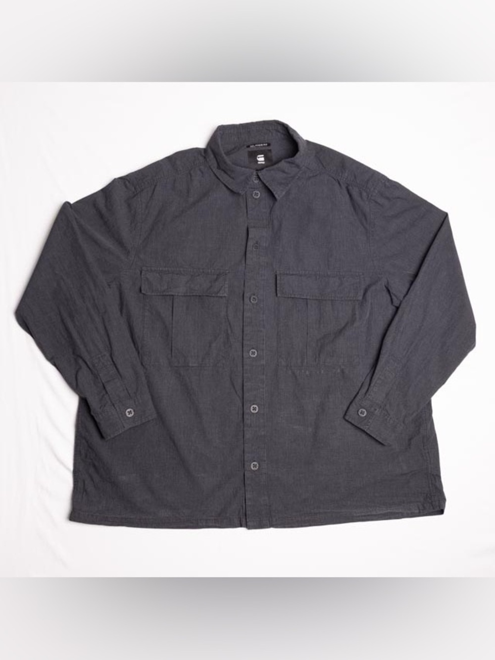 GStar Utility Relaxed Fit Gray Button-Up Lightweight Overshirt-xxxl